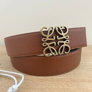 Authentic loewe reversible women's belt brown and black anagram buckle belt
